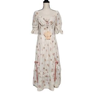 NWT Lacemade French Style Roses Smile Corset Dress Size XL Cotton Rose Print